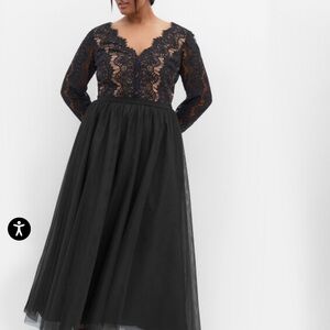 City Chic Black Lace Long Sleeve Dress